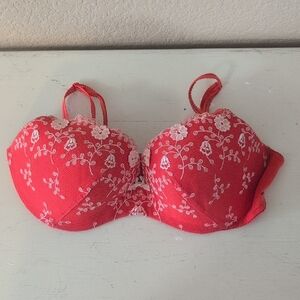 Victoria Secret Elegant Red Lace Bra Size 36D